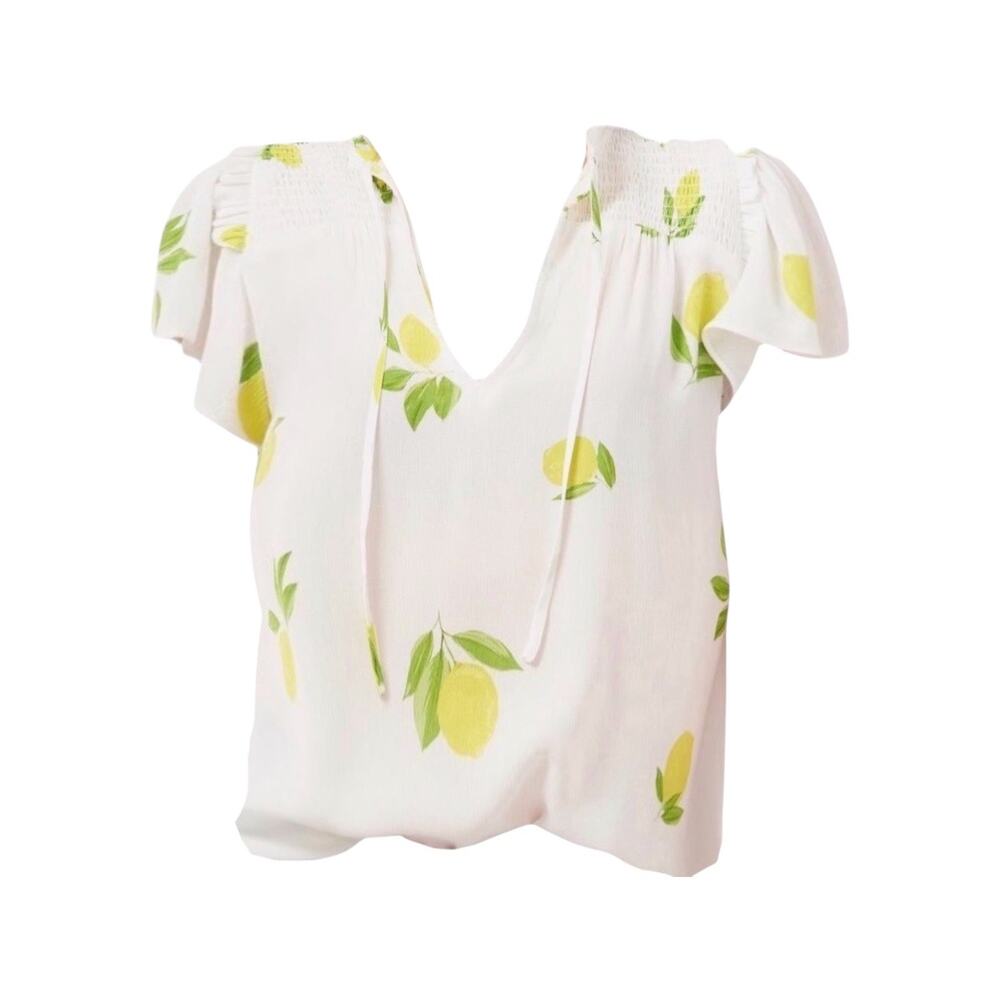 1. State Flutter Sleeve Lemon Grove Tie Neck Blouse - Medium